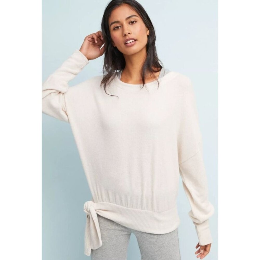 Saturday/Sunday By Anthropologie Beige Tie-Front Sweater - S
